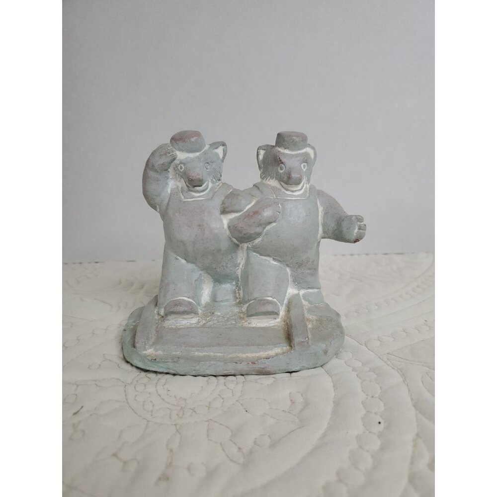 Isabel Bloom Signed Figurine 2 Bears Walking Hand In Hand Art Sculpture Folkart